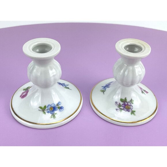Vintage 80s GDR porcelain mini candle holders, East Germany candlesticks, pair - Picture 6 of 9